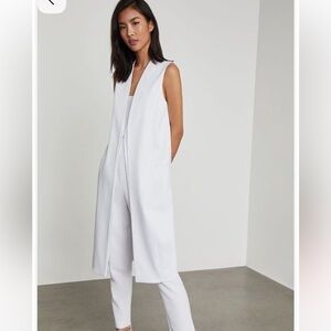 BCBGMAXAZRIA Satin Long Vest in Optic White